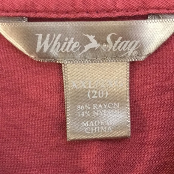 WHITE Stag Women’s Peasant Tunic Blouse Size 2X Coral Color Button Front - Picture 9 of 10